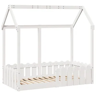 Produktbild von Kinderbett Hausbett Weiß 70x140 cm Massivholz Kiefer