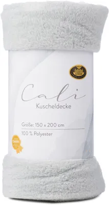 Produktbild von GÖZZE Cali Kuscheldecke flauschige wärmende Mikrofaser-Kuscheldecke Silber 150 x 200 cm