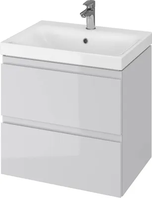 Produktbild von BADLAND Badmöbel Set badezimmerschrank mit Keramikwaschbecken, 2-Schubladen MODUO SLIM 60 Grau