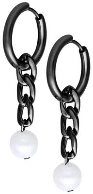 Produktbild von Wildcat Ohrringe - Little Chunky Synthetic Pearl Hoops - Schwarz - Chirurgenstahl 316L - wasserfest, langlebig, hautverträglich, Schwarz