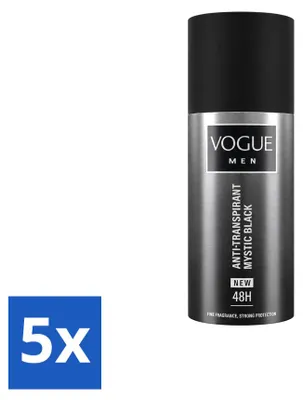 Obrázek produktu pro 5 kusů deodorantu Vogue Men Mystic Black, sprej, antiperspirant, 150 ml - výhodná balení