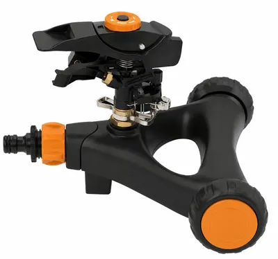 Produktbild von Fiskars Impuls-Sprinkler XL auf Rädern – Reichweite bis 26 m – Gartenregner mit Sprühbildkontrolle – 1023656