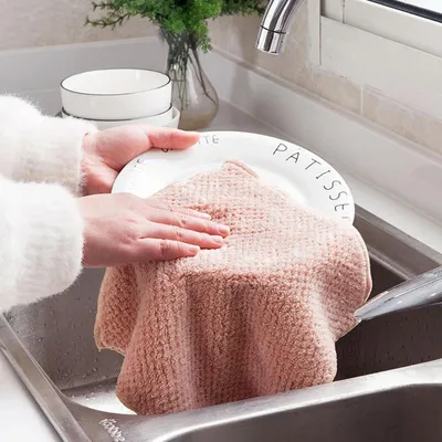 Obrázek produktu pro Měkké načechrané ručníky Cleaning Cloth Kuchyňské utěrky na nádobí Absorpční voda Rychlé sušení Víceúčelové měkké ručníky bez žmolků pro lázně Hotely Home