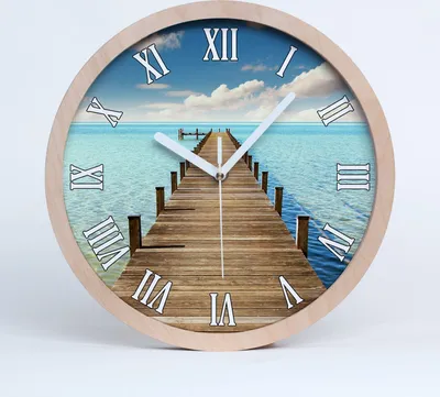 Produktbild von Holzuhr 20fi cm wanduhr - weiße Spitzen - Holzsteg