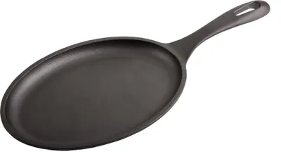 Obrázek produktu pro Victoria 37345 Litinová pánev Fajita Induction 25cm Ohnivá, grilovací litinová pánev bez teflonu černá