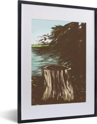 Produktbild von MuchoWow® MuchoWow® Gerahmtes Poster Baum - Meer - Illustration 30x40 cm - Poster mit zchwarzem Bilderrahmen - Wandposter Schlafzimmer