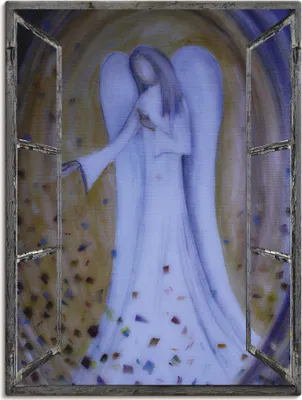 Produktbild von ARTland Leinwandbild Fensterblick - Engel Größe: 45x60 cm