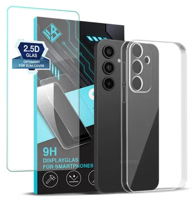 Produktbild von Handyhülle für Samsung Galaxy A55 5G mit 9H Displayglas Displayschutz Hülle Transparent Flexibel Elastisch Case Cover Backcover Schutzhülle