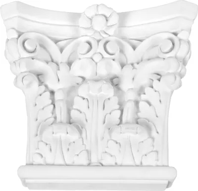 Produktbild von Kapitell für Pilaster | vorgrundierte Oberfläche | Wanddekor | Barock | Stuck | schöner Wohnen | weiß | Polyurethan| 175 x 160 mm | PL251