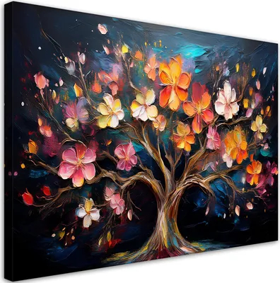 Produktbild von Leinwandbild Bunter Lebensbaum Abstraktion 100x70 Feeby Bunt bild für die wand bereit zum aufhängen