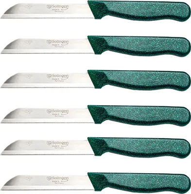 Produktbild von SOLINGEN Messer Allzweckmesser Grün Flitter Obstmesser Sehr Scharf Schälmesser, Stückzahl:6 Stück