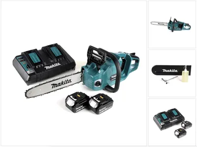 Produktbild von Makita DUC 355 PM2 Akku Kettensäge 36V ( 2x18V ) Brushless 35 cm + 2x 4,0 Ah Akku + Doppelladegerät