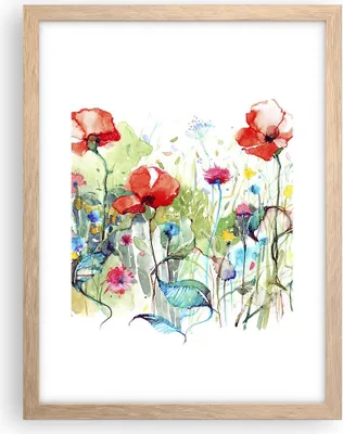 Produktbild von Gerahmtes Poster - Rahmen in heller Eiche - Blumen Wiese Blatt Natur - 30x40 cm - Wand Bild - Wanddeko - Wandbilder - Wandposter - Bilderrahmen - Bilder - Kunstdruck - Wandbild - P2NPA30x40-3076