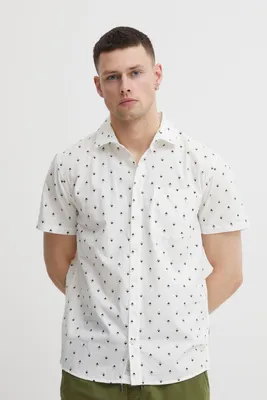 Produktbild von Blend 20715739 Shirt Herren Kurzarmhemd Herrenhemd Hemd Regular Fit Club-Kragen Minimal-Muster Hochwertige Baumwoll-Qualität