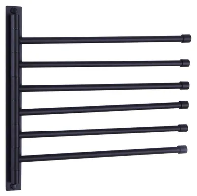 Produktbild von Handtuchhalter 6 Arme, matt schwarz, Edelstahl, platzsparend, für Badezimmer