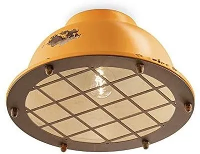 Produktbild von Industrielle Deckenleuchte Eisen und Keramik Vintage Gelb 1 Licht E27