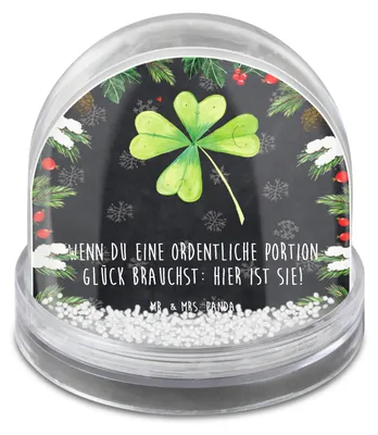 Produktbild von Mr. & Mrs. Panda Weihnachts Schneekugel Blume Kleeblatt - Kreidetafel - Geschenk, schnee kugel, Glück, Kleeblätter, Umzug, kunststoff, Weihnachten, Garten, Glücksbringer