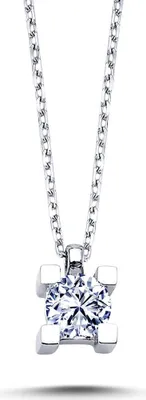 Produktbild von 0,27 Carat Diamant Solitär Halskette 14 Karat Weißgold
