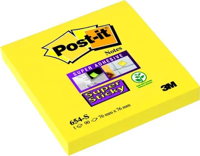 Obrázok produktu pre Post-it® SuperSticky 654-S6 Sticky Notes Promotion, 76 x 76 mm, narcisovo žltá, 90 listov