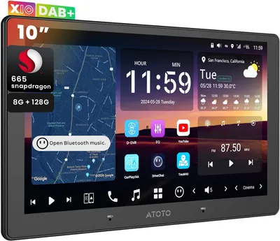 Immagine prodotto di Autoradio - Schermo QLED da 10,1 pollici - Android 13 - Apple CarPlay e Android Auto - DAB+ e connettività 4G