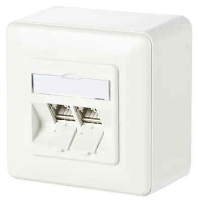 Produktbild von METZ CONNECT C6Amodul 2 Port 180° AP-Dose, reinweiß RAL9010