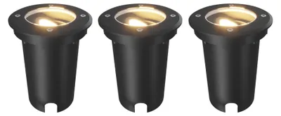 Produktbild von Ledvion 3er Set LED Bodenstrahler Außen IP67 10W 230V GU10 rund schwarz