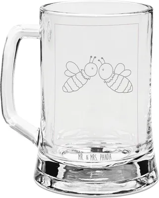 Produktbild von Mr. & Mrs. Panda Krug Biene Liebe - Transparent - Geschenk, Bierkrug Mit Gravur, Humpen, Seidel, graviert