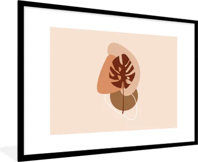 Produktbild von MuchoWow® Gerahmtes Poster Sommer - Monstera - Abstrakt 90x60 cm - Poster mit Schwarzem Bilderrahmen Wandposter Rahmen Foto Bilder - Wanddekoration - Fotos