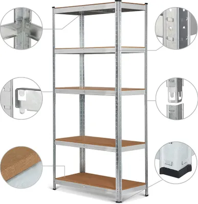 Obrázek produktu pro Vysoce odolný regál 610867 silver, zásuvný systém, 180x90x40cm