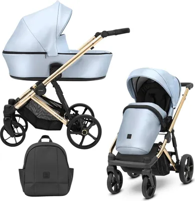 Image de Kunert Arizo Premium 2in1 Poussette éco-cuir bleue avec châssis noir
