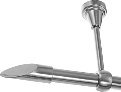 Produktbild von Gardinenstange Edelstahl Look, Metall, Durchmesser 19mm, Deckenträger D18, 1-läufig, Länge 240, Endkappe E66