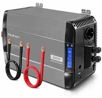 Imagen del producto de Inversor Qoltec de 12 V a 230 V, onda sinusoidal pura, 3000/6000 W
