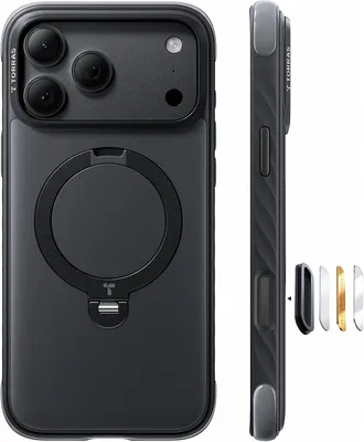 Robuste Hülle für iPhone 18 Pro Max, Standfuß, Schwarz
