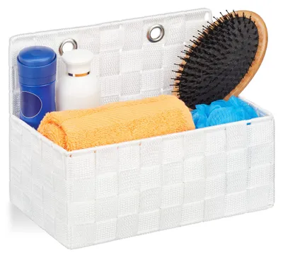Produktbild von Hängender Aufbewahrungskorb, Organizer für Bad, Flur, Schlafzimmer, Maße (H x B x T) 20 x 25 x 15 cm, weiß
