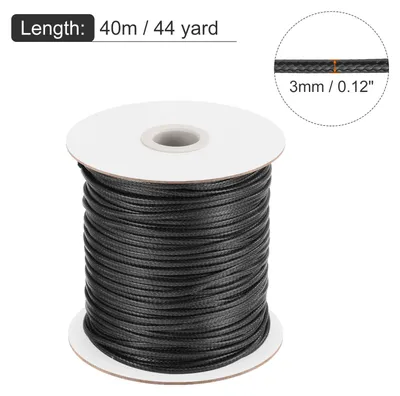 Produktbild von Gewachster Faden 3mm Gewachster Polyesterfaden 44 Yard Wachsschnur fš¹r Armbandherstellung, Halsketten, Perlen, Schmuckherstellung und DIY-Basteln (Schwarz)