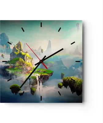 Produktbild von Wanduhr - Quadrat - Glasuhr - Abstraktion Natur - 40x40cm - Schleichendes Uhrwerk - Lautlos - zum Aufhängen bereit - Dekoration Modern - Wanddekoration aus Glas - C3AC40x40-3469