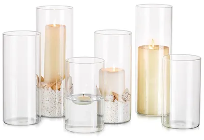 Produktbild von 6er Set Windlichter aus Glas für Kerzen und Teelichter