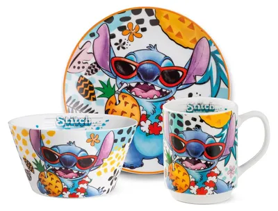 Stitch Dessert-Set, 3-teilig, weiß, spülmaschinenfest