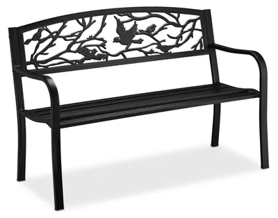 Image de Banc de jardin - Acier - Noir - 2 places - 87 x 127 x 57 cm - Pour jardin, balcon et terrasse
