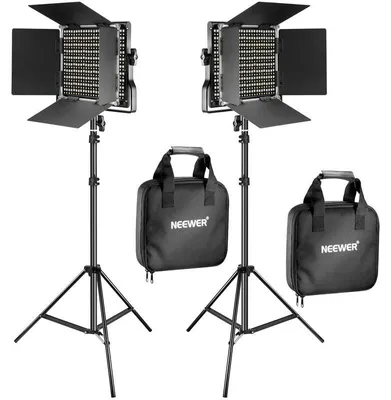 Produktbild von Neewer Bi-Color LED-Videoleuchten-Set mit Stativen, 660 LEDs, 40W