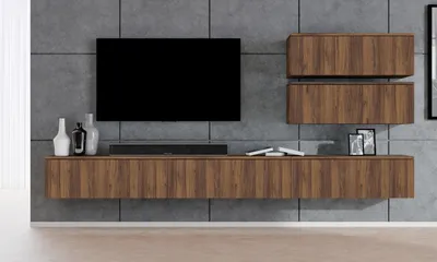Produktbild von AX LIVING Lowboard TV modern Loriano Wohnwand 300 cm hängend Nussbaum Warmia