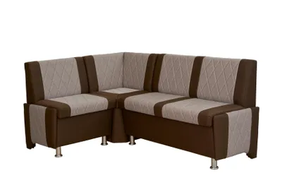 Produktbild von Eckbank mit Stauraum Polin braun-beige (Sitzbank gepolstert für Esszimmer, Küche), aus Möbelstoff, Truhenbank 174x125 cm
