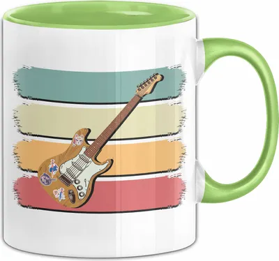 Produktbild von Gitarrenspieler Geschenk Tasse Gitarre E-Gitarre Kaffee-Becher (Grün)