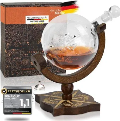 Zdjęcie produktu dla Karafka do whisky z kamieniami szlachetnymi, 850 ml, z personalizowaną etykietą – pomysł na prezent dla mężczyzn