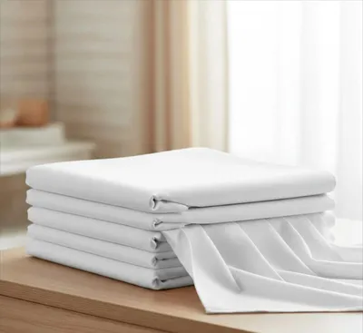 Produktbild von Hotel Bettlaken 90x200 cm ohne Gummizug 100% BAUMWOLLE Weiß Betttuch 145g/m² Schwere Qualität