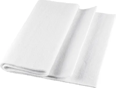 A white fabric product, folded and layered, on a white background.