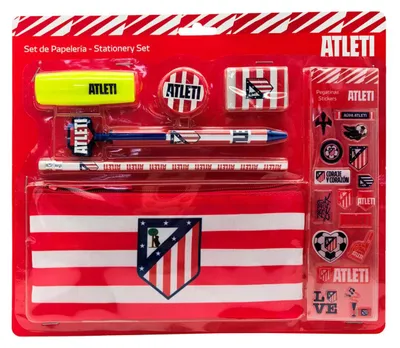 Productafbeelding van Atletico Madrid schrijfwarenset met stickers, rood. Rood, one size