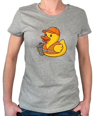 Produktbild von Huuraa Damen T-Shirt Quietscheente Müllmann Gummiente Müllabfuhr M Sport Grey Bio Baumwolle Fairtrade Damenshirt Geschenkidee