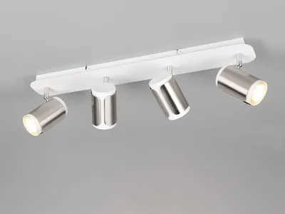 Produktbild von LED Deckenstrahler 4-flammig Metall Weiß / Silber Spots schwenkbar, 60cm lang