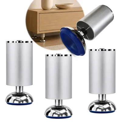 Produktbild von HOOZ® Möbelfüße Aluminium 150 mm 4er Set [HÖHENVERSTELLBAR] Möbelbeine Ø 50 mm – Schrankfüße für Kommode TV-Board & Regal – 25 kg pro Fuß